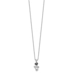 White Night Sterling Silver Rhodium-plated White and Black Diamond Heart 18 Inch Necklace with 2 Inch Extender