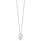 White Night Sterling Silver Rhodium-plated Black and White Diamond Double Heart 18 Inch Necklace with 2 Inch Extender
