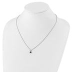 White Night Sterling Silver Rhodium-plated Black and White Diamond Circle Pendant 18 Inch Necklace with 2 Inch Extender