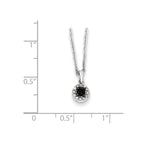 White Night Sterling Silver Rhodium-plated Black and White Diamond Circle Pendant 18 Inch Necklace with 2 Inch Extender