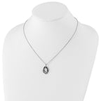 White Night Sterling Silver Rhodium-plated Black and White Diamond Triple Oval 18 Inch Necklace with 2 Inch Extender