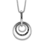 White Night Sterling Silver Rhodium-plated Black Diamond Circle 18 Inch Necklace with 2 Inch Extender