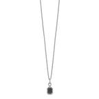 White Night Sterling Silver Rhodium-plated Black and White Diamond Rectangle Pendant 18 Inch Necklace with 2 Inch Extender