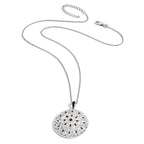 White Night Sterling Silver Rhodium-plated Black Diamond Circle Pendant 18 Inch Necklace with 2 Inch Extender