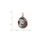 SS Black Rhodium Blue/Grn Glass Lt & Drk Synth. Ruby & CZ Pendant