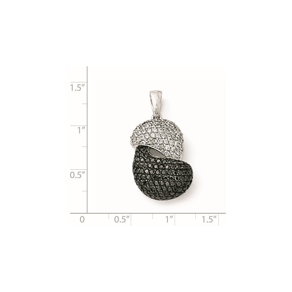 Sterling Silver & Black Rhodium Black & White CZ Pendant