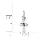 Sterling Silver RH-pltd Child's Dec Blue Preciosca Crystal Cross Pendant