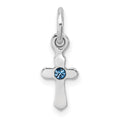 Sterling Silver RH-pltd Child's Dec Blue Preciosca Crystal Cross Pendant