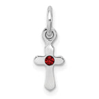 Sterling Silver RH-pltd Child's Jan Red Preciosca Crystal Cross Pendant