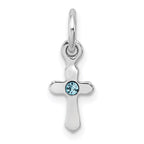 Sterling Silver RH-pltd Child's Mar Lt Blue Preciosca Crystal Cross Pendan