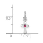 Sterling Silver RH-pltd Child's Oct Pink Preciosca Crystal Cross Pendant