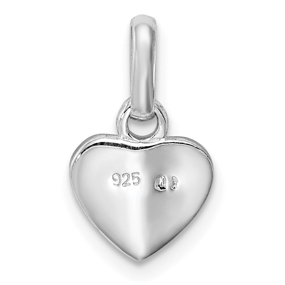 Sterling Silver RH-plated Pink Glitter Enameled Heart Children's Pendant