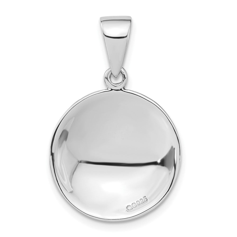 Sterling Silver Rhodium & Gold-plated Polished Beaded Circle Pendant