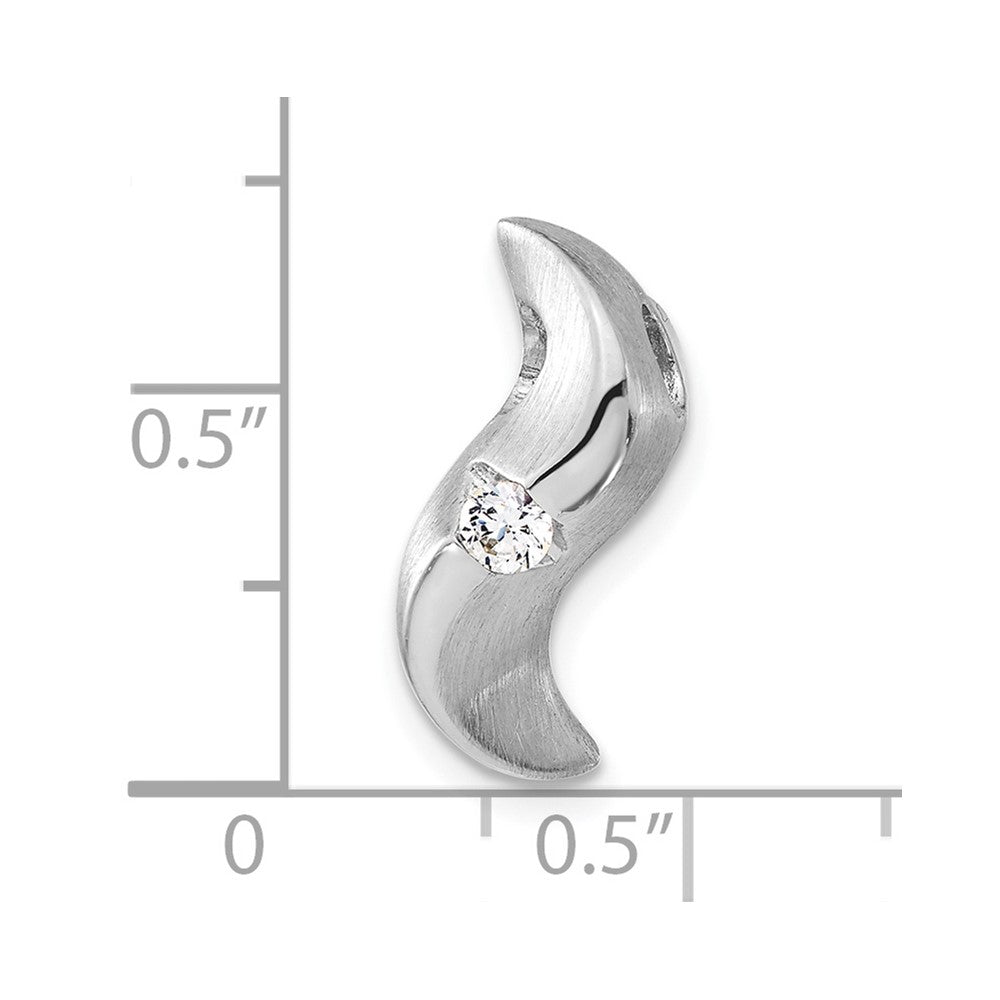 Sterling Silver Brushed & Polished CZ Slide