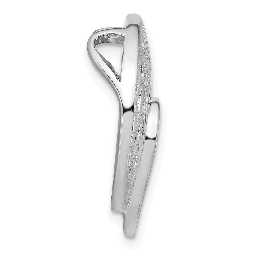 Sterling Silver Polished & Brushed CZ Heart Circle Slide