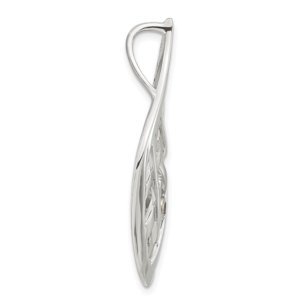 Sterling Silver & Gold-plated Satin & Polished Amethyst Teardrop Criss Cross Slide Pendant