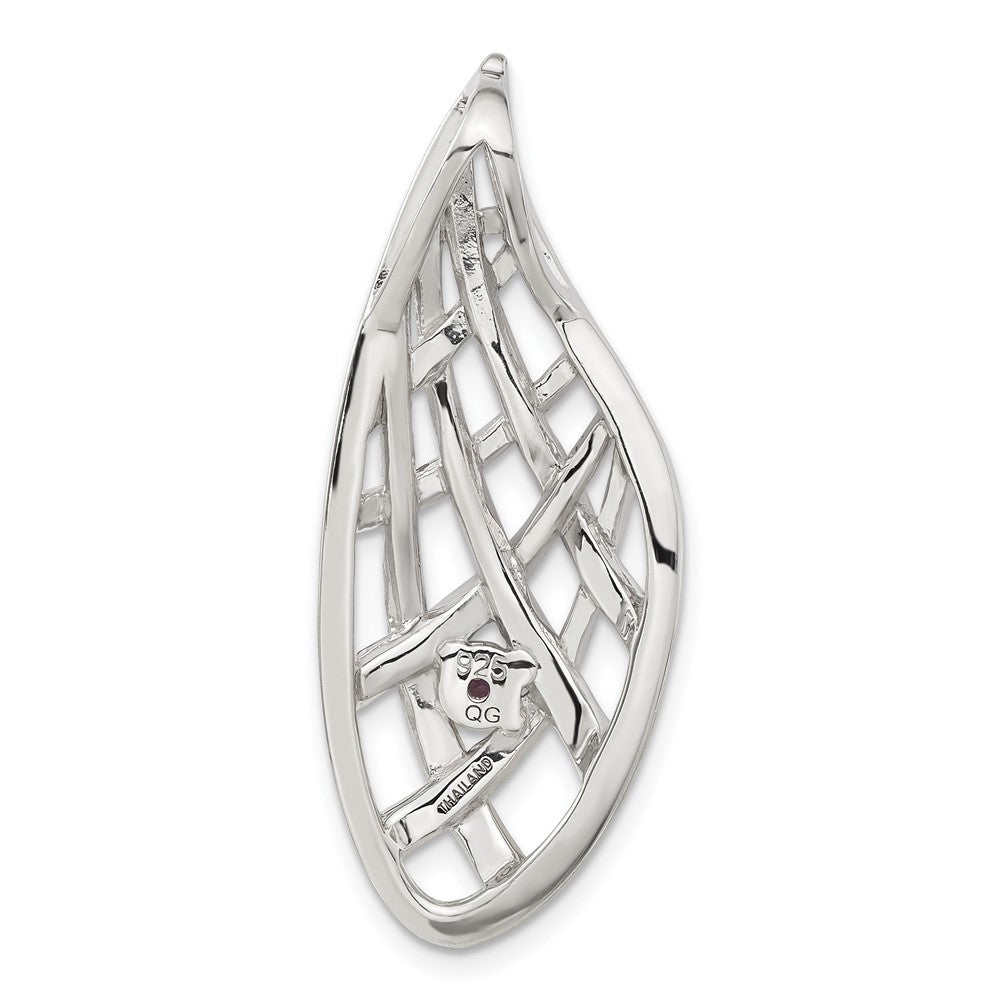 Sterling Silver & Gold-plated Satin & Polished Amethyst Teardrop Criss Cross Slide Pendant