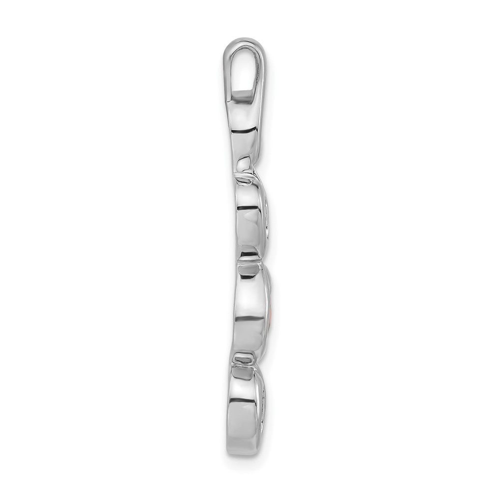 Sterling Silver Polished Red CZ Oval Dangle Slide Pendant