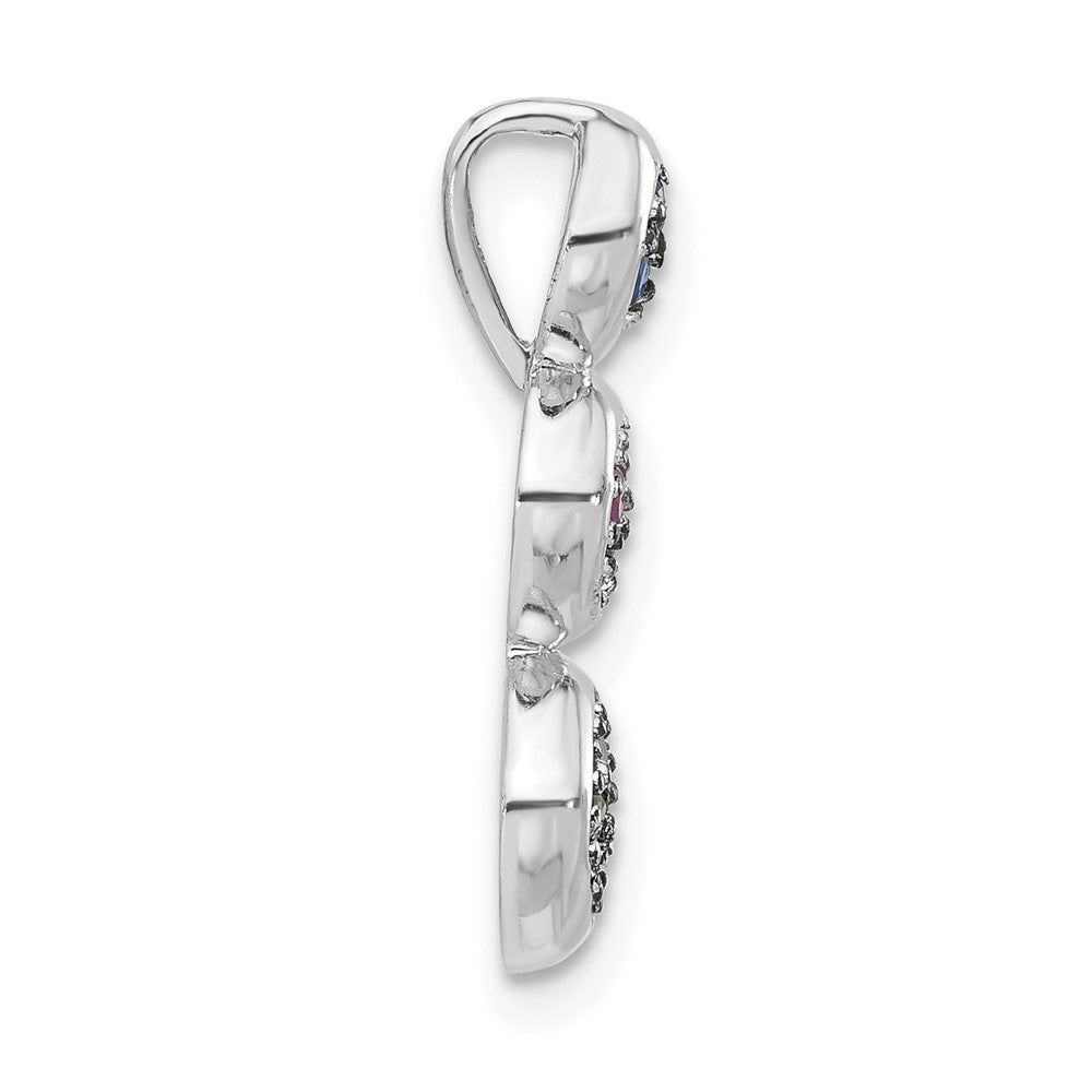 Sterling Silver w/ Black Rhodium Synthetic Stones Chain Slide Pendant