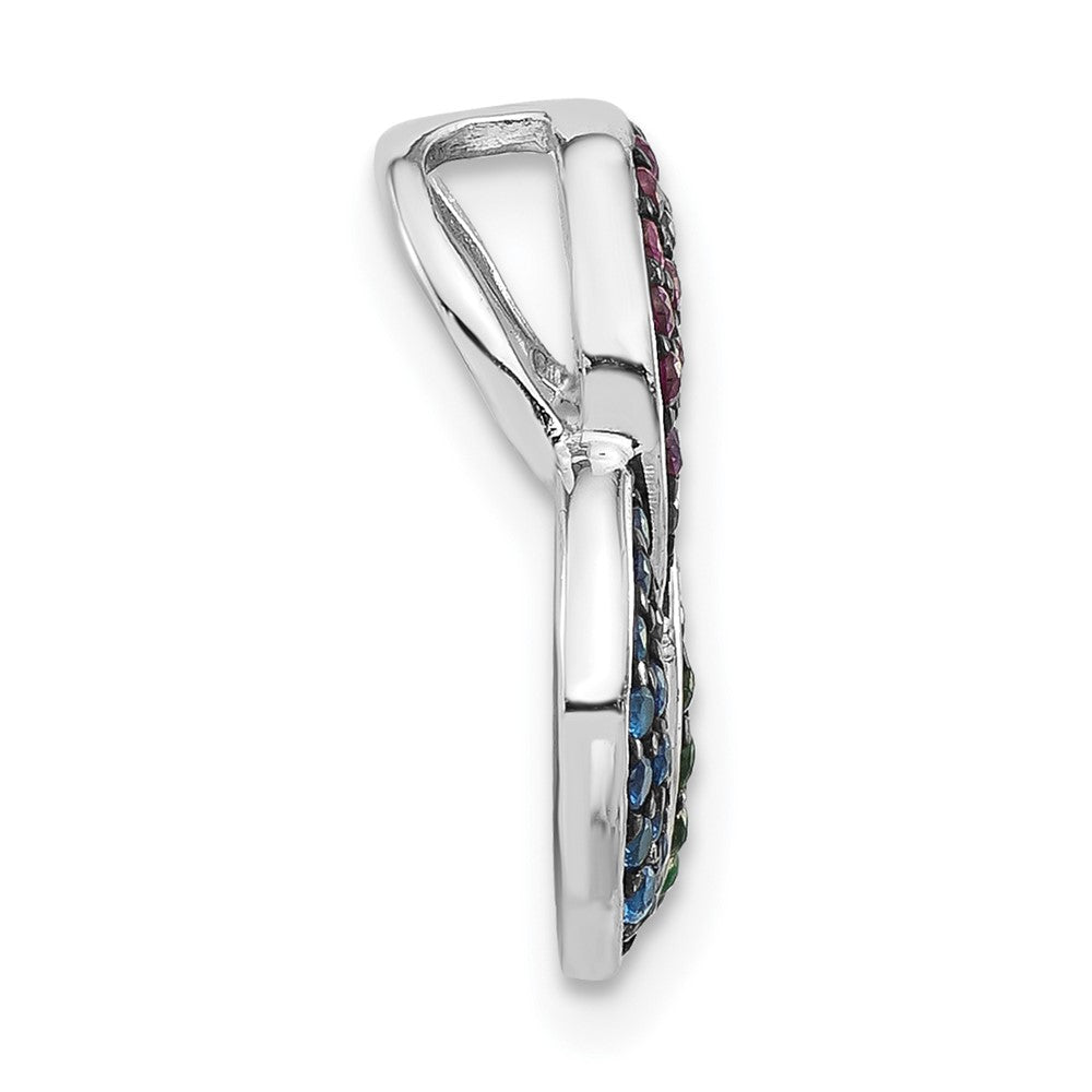 Sterling Silver w/ Black Rhodium Synthetic Stones Chain Slide Pendant
