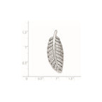 Sterling Silver Rhodium-plated Polished CZ Leaf Chain Slide Pendant