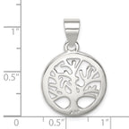 Sterling Silver Polished Round Tree Pendant