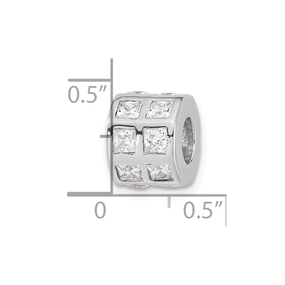 Sterling Silver Polished CZ Bead