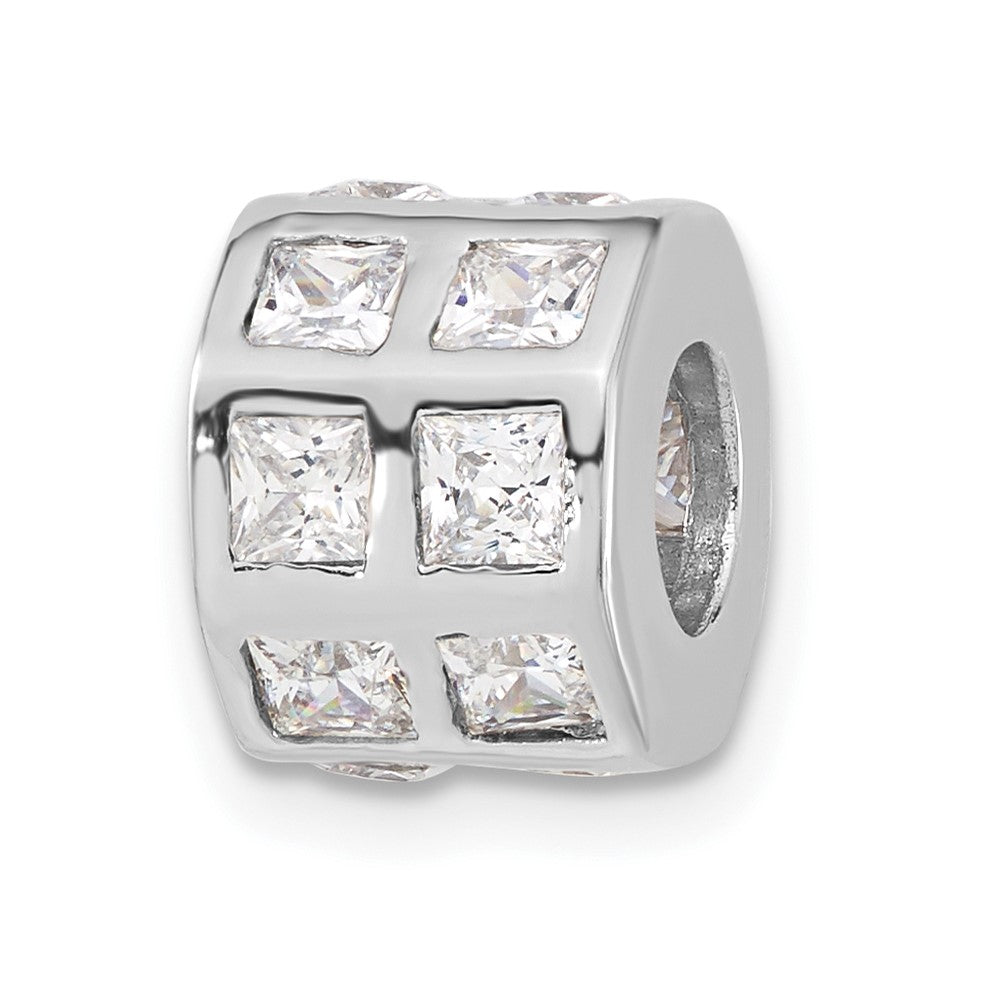 Sterling Silver Polished CZ Bead