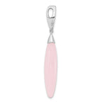 Sterling Silver Polished CZ & Pink Glass Pendant