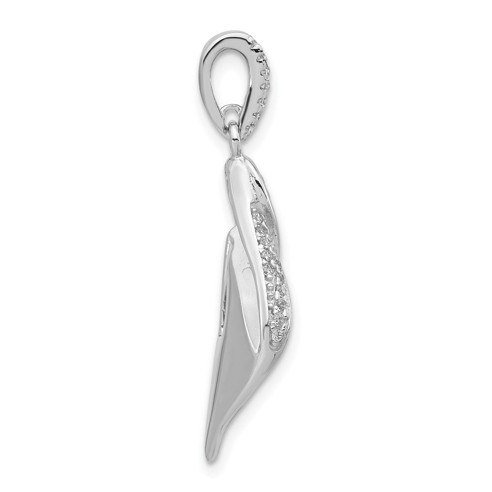 True Fire Sterling Silver Polished & Satin White & Blue CZ Pendant