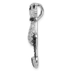 Sterling Silver Rhodium-plated CZ Cat Slide Pendant