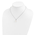 Sterling Silver Rhodium-plated 7-8mm White Teardrop Freshwater Cultured Pearl and CZ 17 inch Necklace