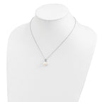 Sterling Silver Rhodium-plated 9-10mm White Button Freshwater Cultured Pearl and CZ 17 inch Necklace