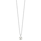 Sterling Silver Rhodium-plated 5-6mm White Button Freshwater Cultured 3-Pearl and CZ 17 inch Necklace