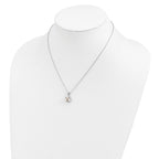 Sterling Silver Rhodium-plated 5-6mm White Button Freshwater Cultured 3-Pearl and CZ 17 inch Necklace