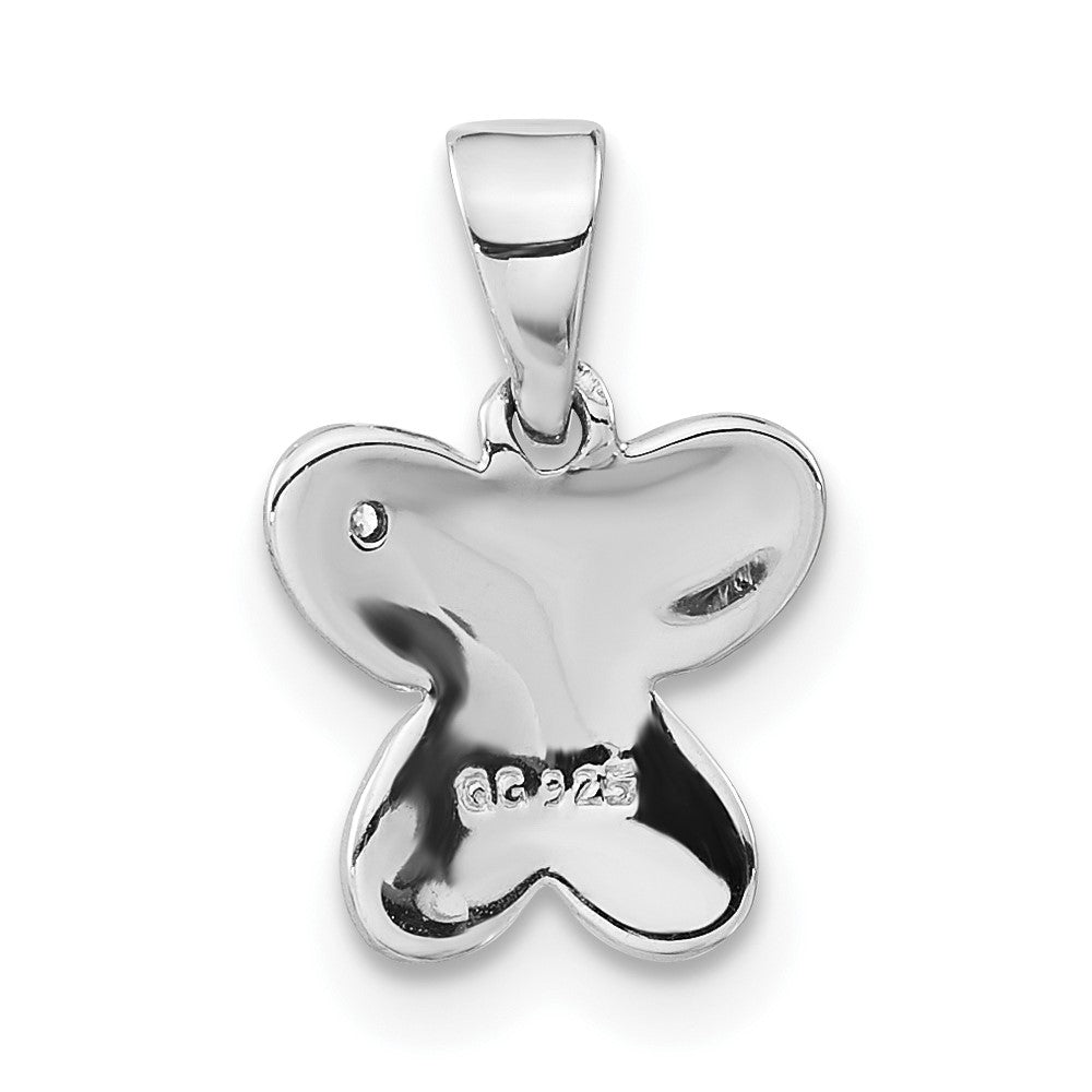 Sterling Silver Polished & Satin CZ Butterfly Pendant