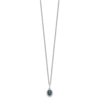 White Night Sterling Silver Rhodium-plated Blue Diamond Oval Pendant 18 inch Necklace with 2 Inch Extender