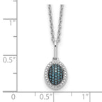 White Night Sterling Silver Rhodium-plated Blue Diamond Oval Pendant 18 inch Necklace with 2 Inch Extender