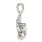 Sterling Silver Platinum-plated Vibrant Moving CZ Swarovski Zirconia Center Stone Trinity Pendant