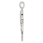 Sterling Silver Polished CZ Double Heart Pendant