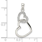 Sterling Silver Polished CZ Double Heart Pendant