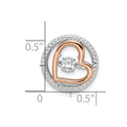 Sterling Silver Platium-plated Rose-tone Vibrant CZ Heart Chain Slide