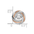 Sterling Silver Platium-plated Rose-tone Vibrant CZ Chain Slide