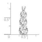 Sterling Silver Rhodium-plated Polished CZ Round Shaped 3 Stone Pendant