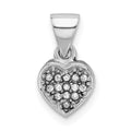 Sterling Silver Rhodium-plated CZ Polished Heart Pendant