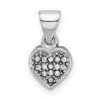 Sterling Silver Rhodium-plated CZ Polished Heart Pendant