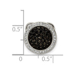 Sterling Silver Black and White Crystal Circle Chain Slide