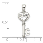 Sterling Silver Polished Small Heart Key Pendant