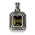 Sterling Silver Green CZ Square Pendant
