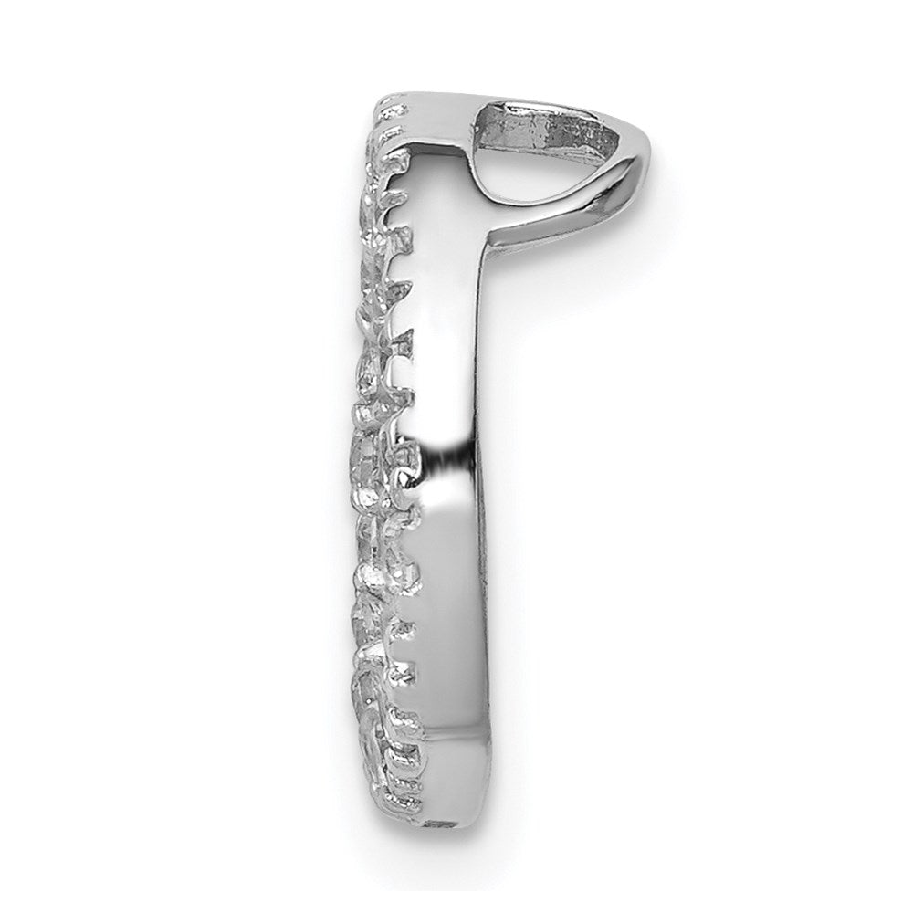 Sterling Silver Rhodium-plated CZ Round Pendant